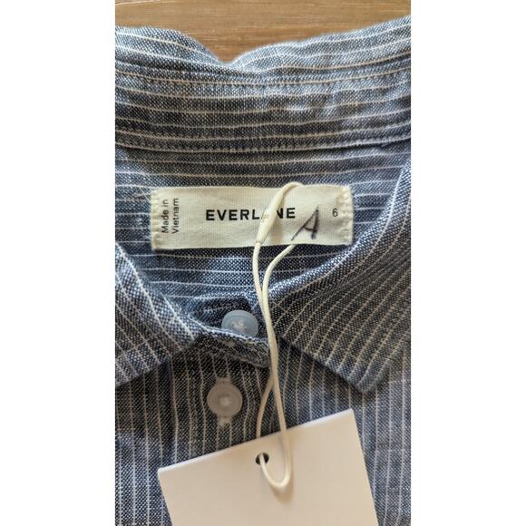 NWT Everlane The Linen Relaxed Shirt in White/Blue size 6 - Picture 6 of 8